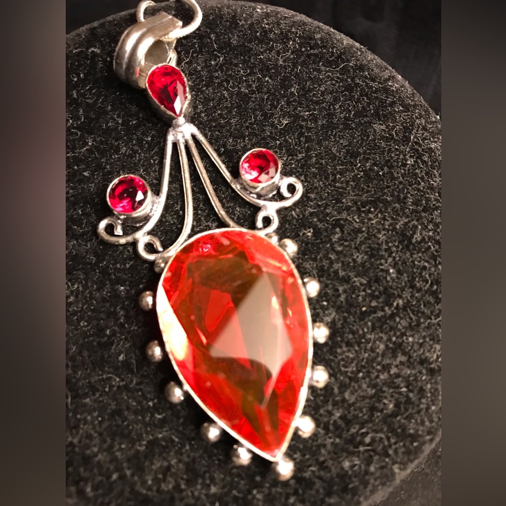 Garnet Stamped 925 Sterling Silver Necklace